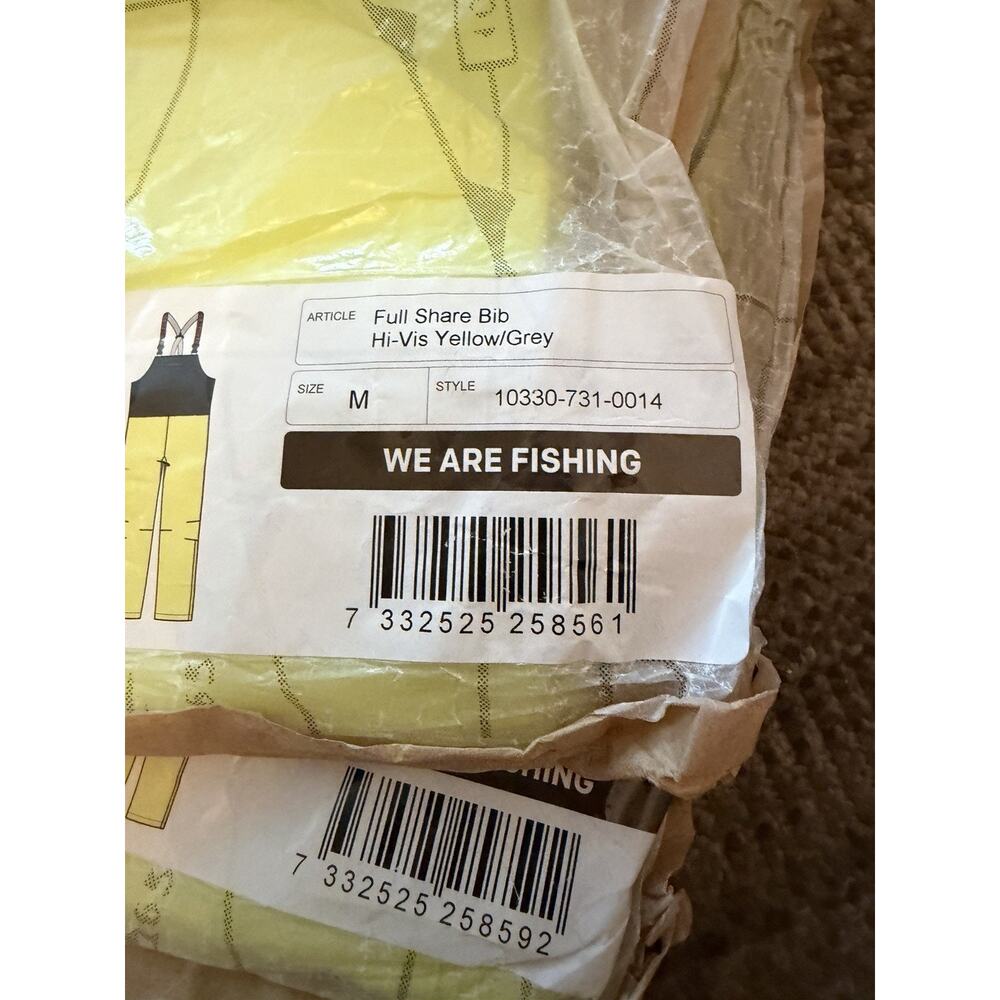 Grundens Full Share Fishing Bib Hi Visibility Yellow/gray Sz M NWT $170 - Picture 6 of 16
